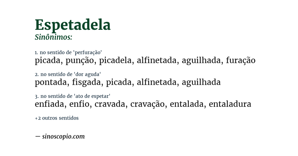 Sinônimo de espetadela
