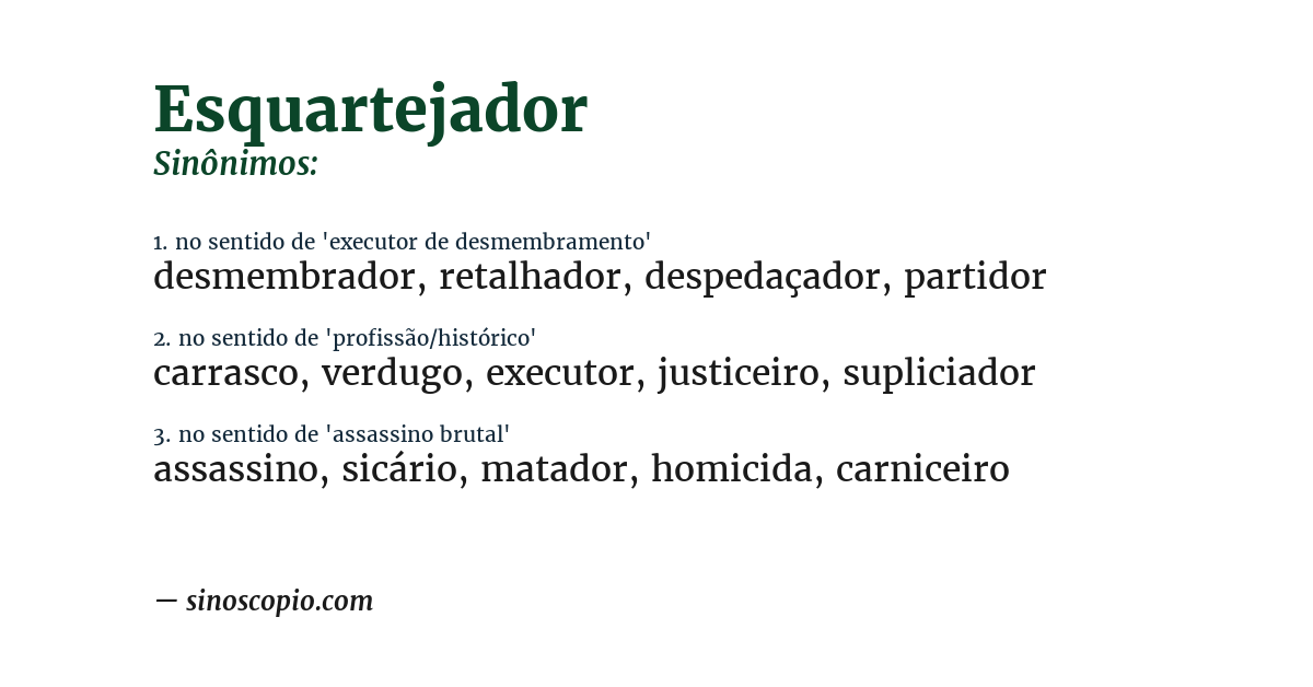 Sinônimo de esquartejador