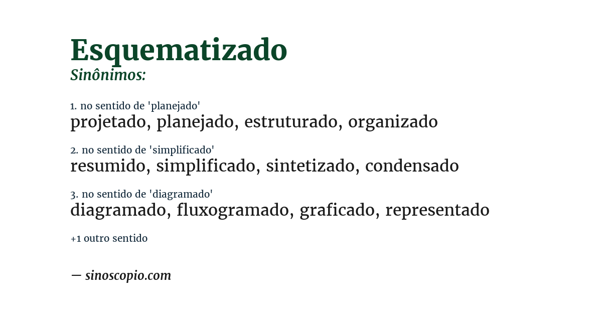 Sinônimo de esquematizado