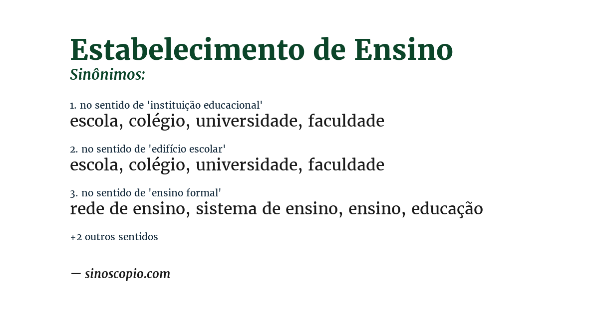 Sinônimo de estabelecimento de ensino