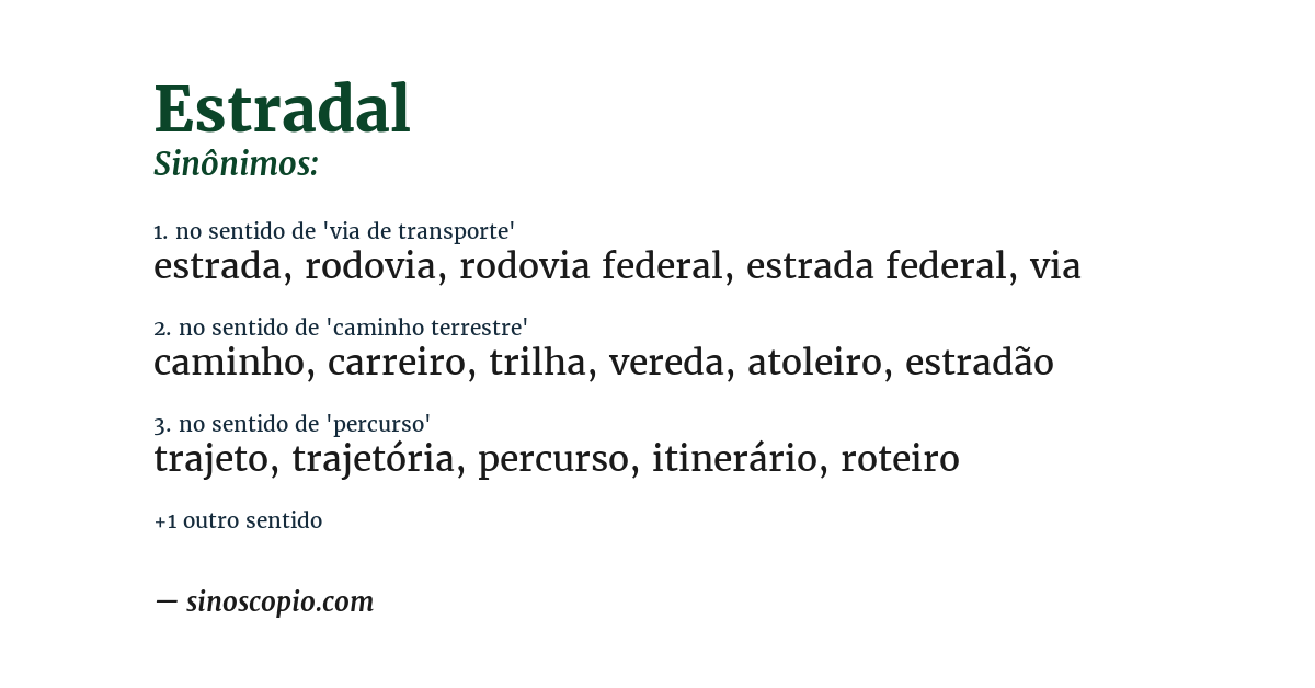 Sinônimo de estradal