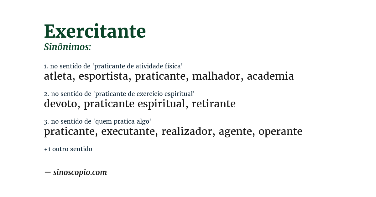Sinônimo de exercitante