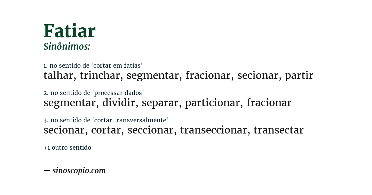 Sinônimo de fatiar