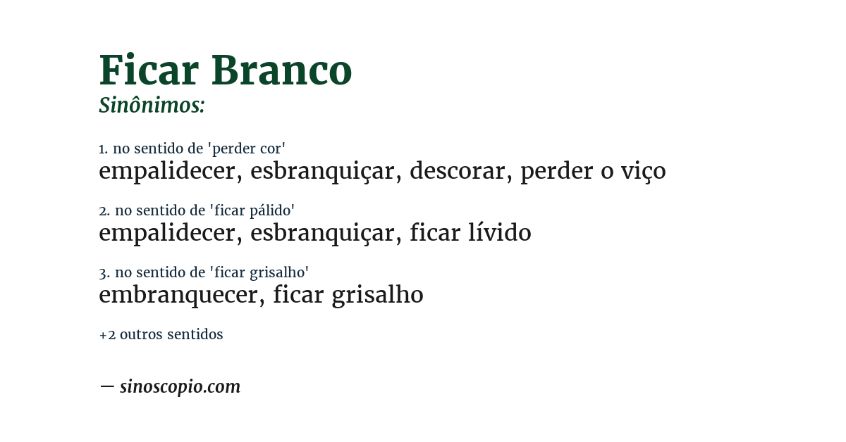 Sinônimo de ficar branco