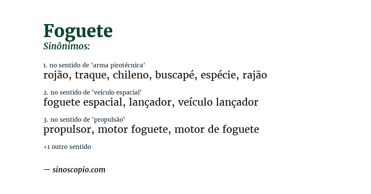 Sinônimo de foguete