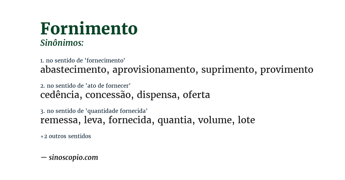 Sinônimo de fornimento