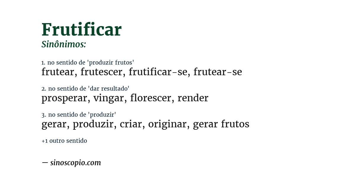 Sinônimo de frutificar