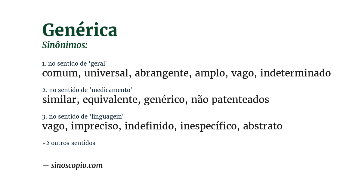 Sinônimo de genérica