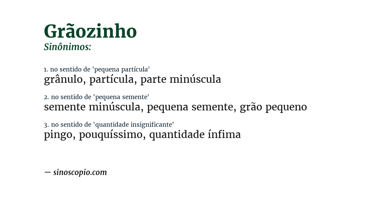 Sinônimo de grãozinho