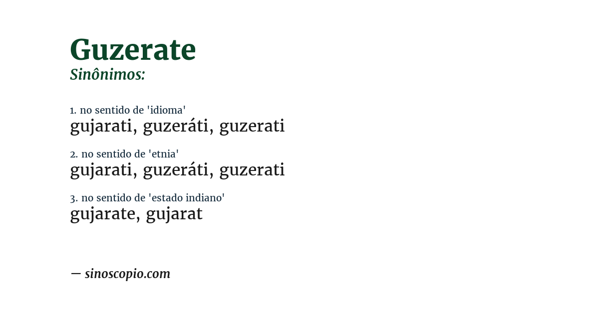 Sinônimo de guzerate
