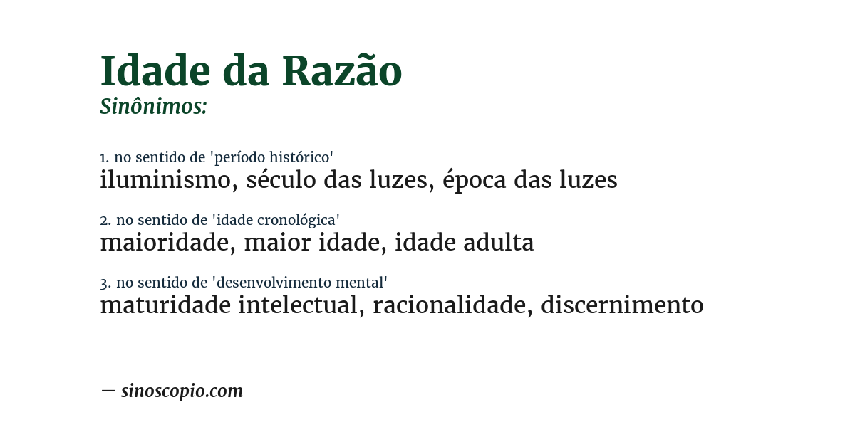 Sinônimo de idade da razão
