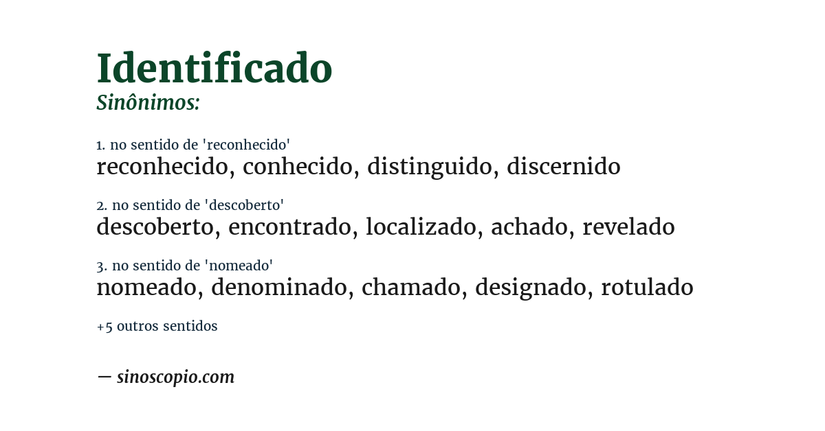 Sinônimo de identificado