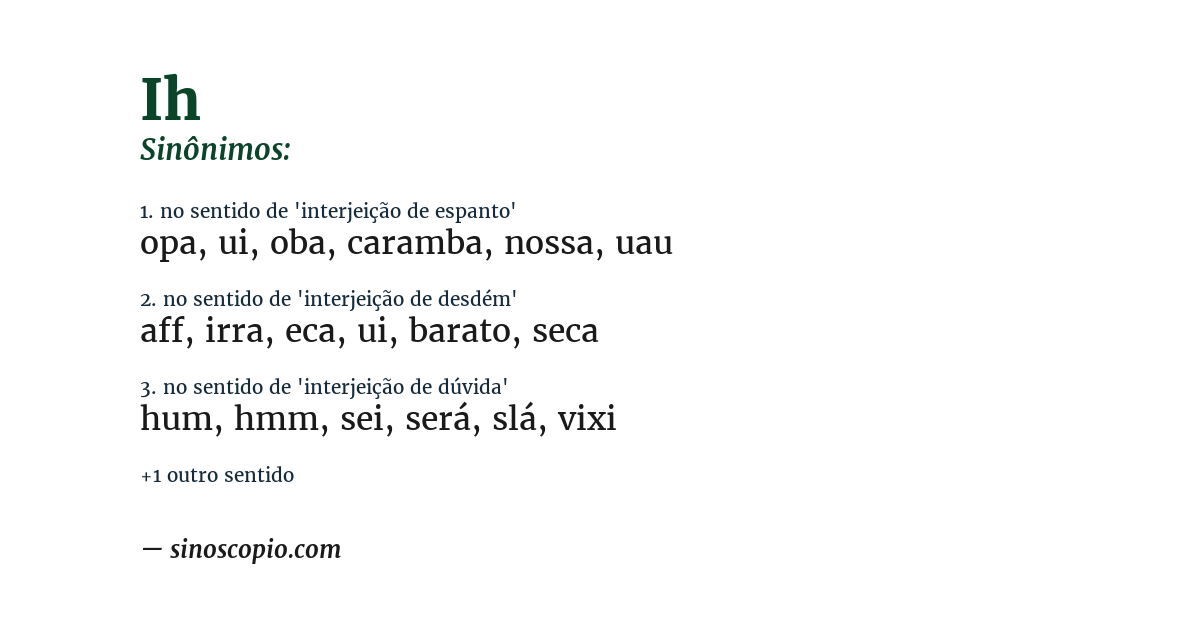 Sinônimo de ih