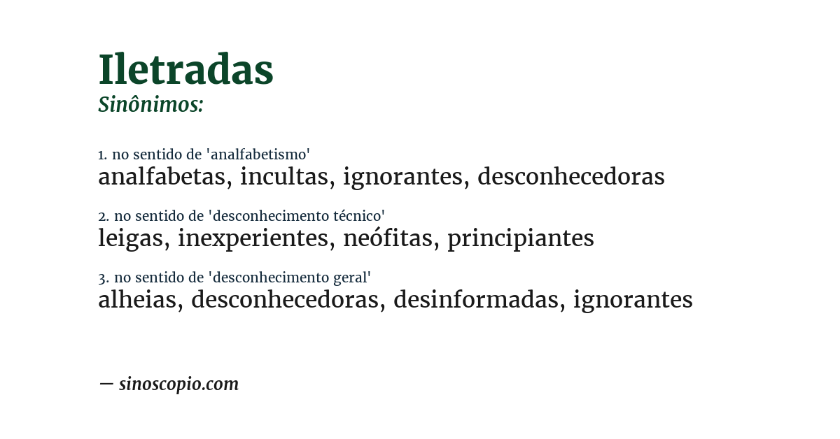 Sinônimo de iletradas