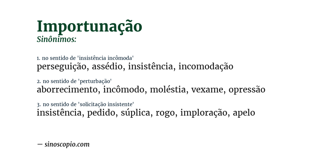 Sinônimo de importunação