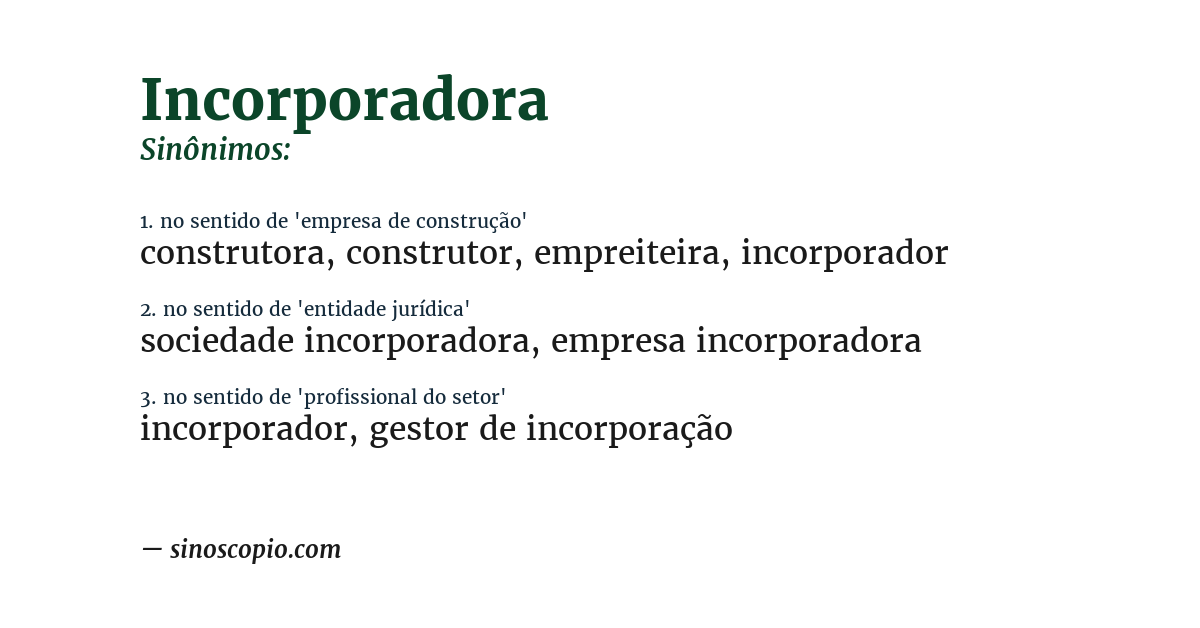 Sinônimo de incorporadora