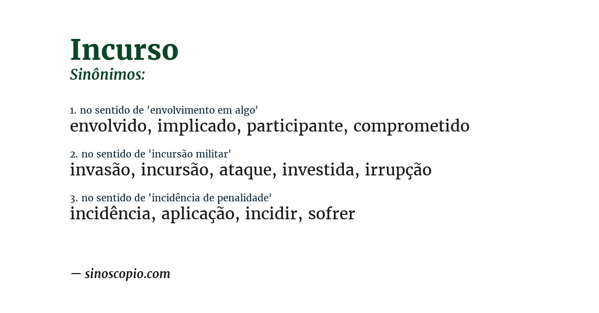 Sinônimo de incurso