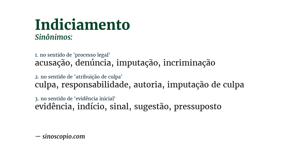 Sinônimo de indiciamento