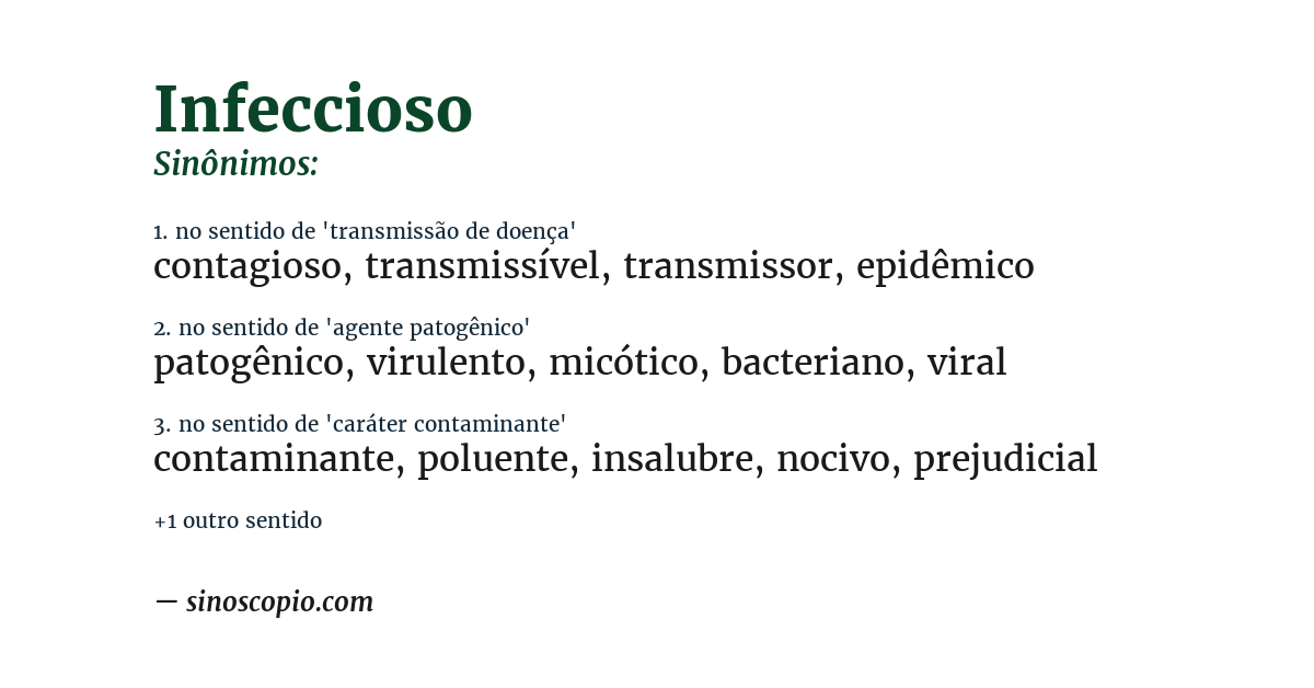 Sinônimo de infeccioso