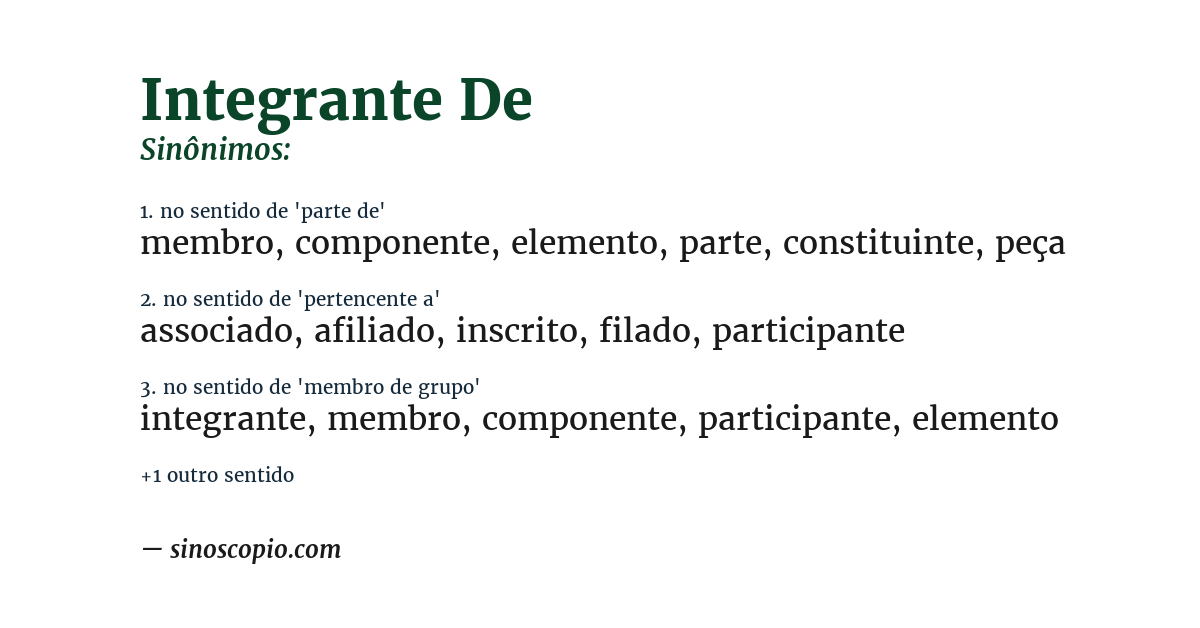 Sinônimo de integrante de