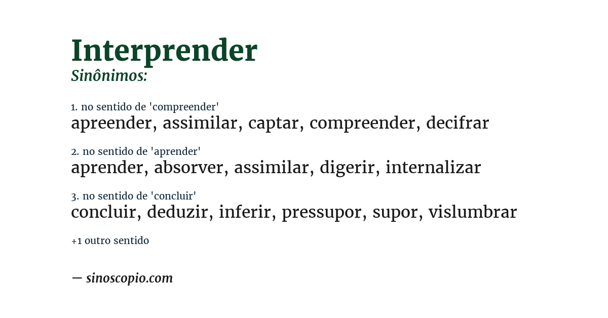 Sinônimo de interprender