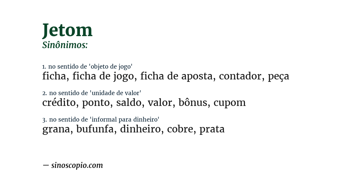 Sinônimo de jetom