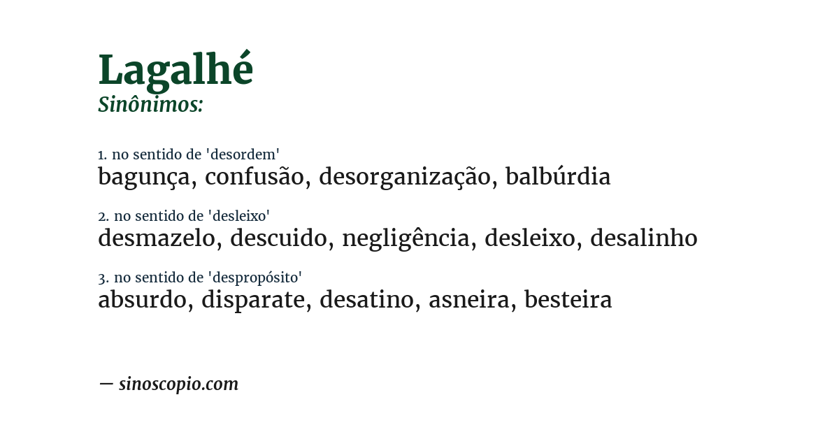 Sinônimo de lagalhé
