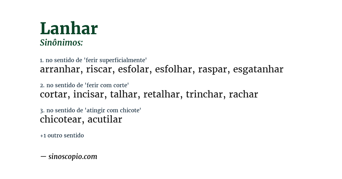 Sinônimo de lanhar