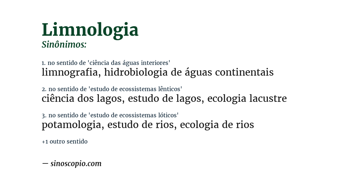 Sinônimo de limnologia