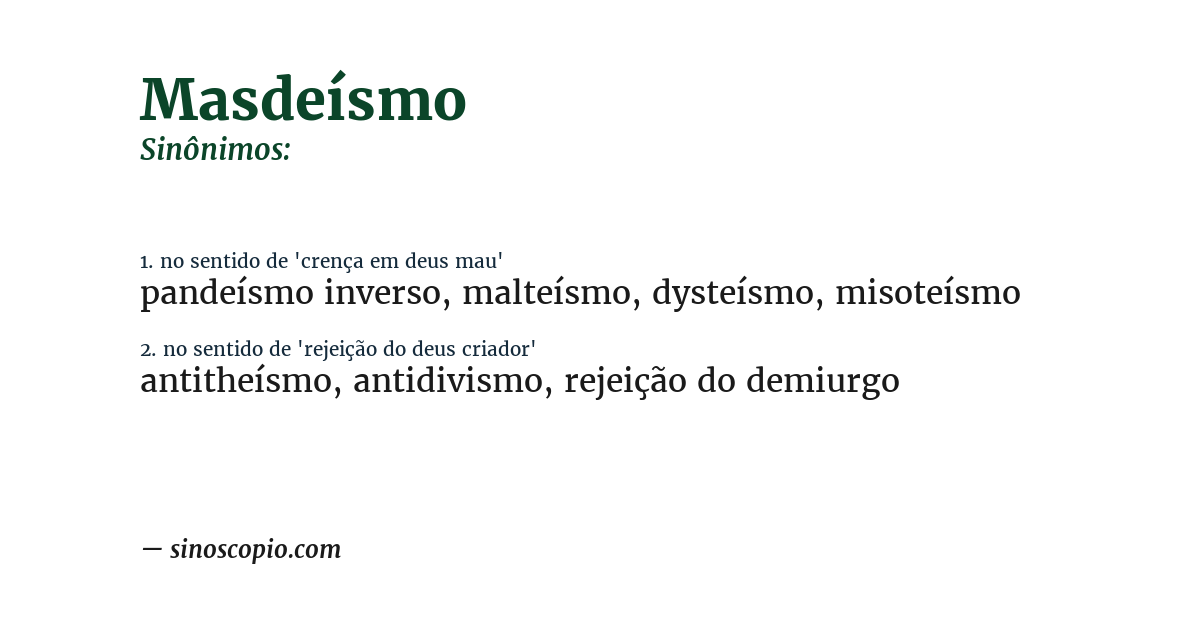 Sinônimo de masdeísmo