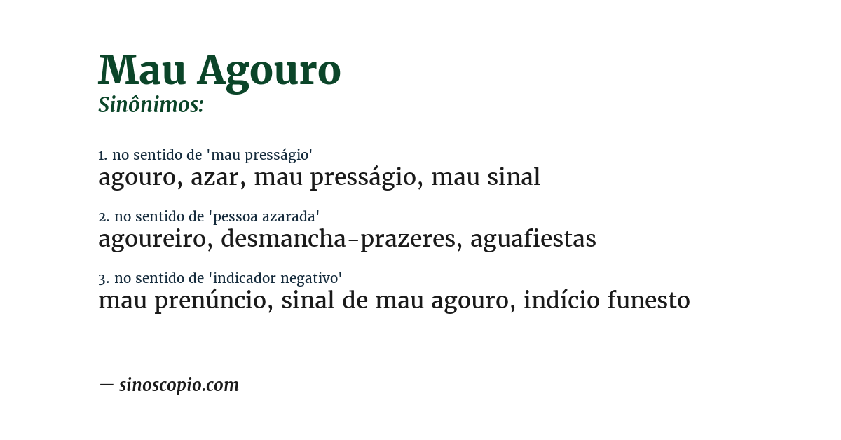 Sinônimo de mau agouro