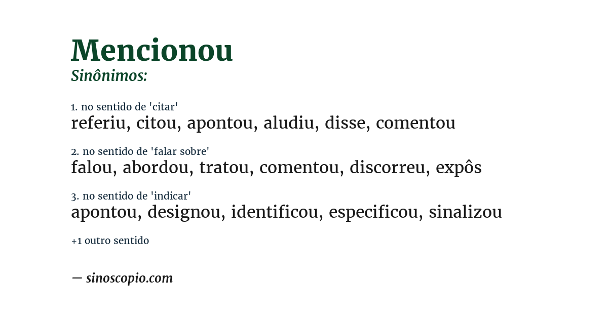 Sinônimo de mencionou