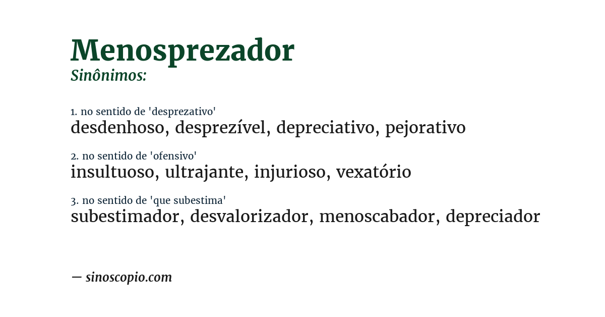 Sinônimo de menosprezador