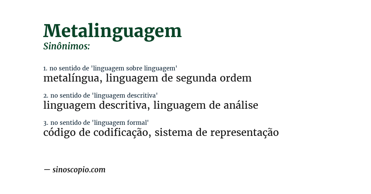 Sinônimo de metalinguagem