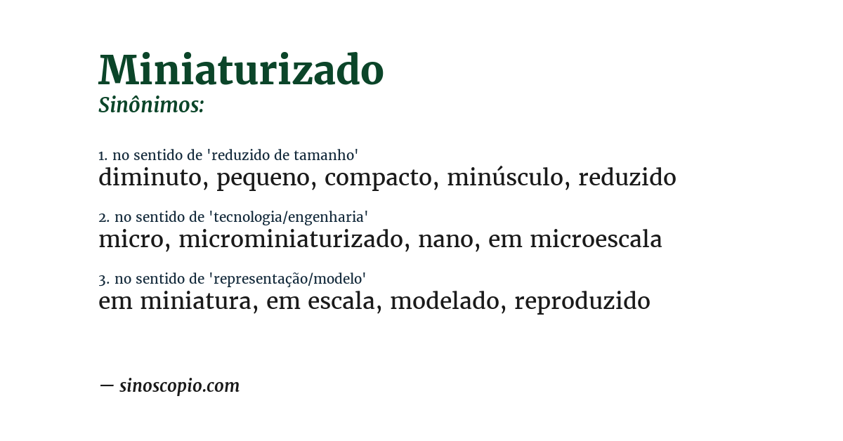 Sinônimo de miniaturizado