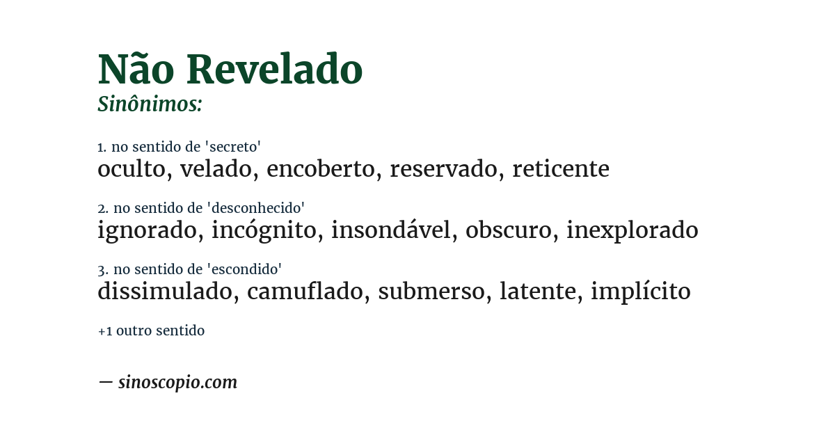 Sinônimo de não revelado