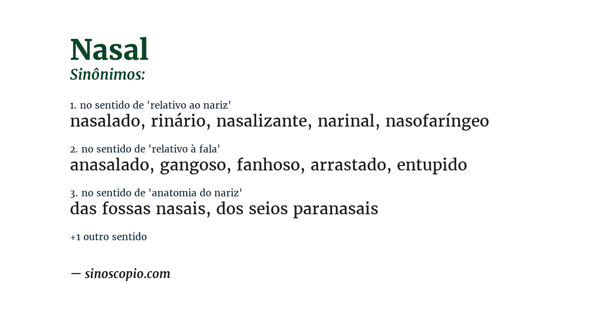 Sinônimo de nasal