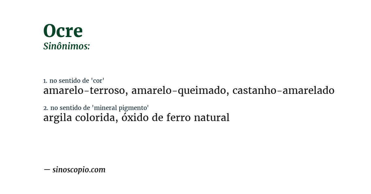 Sinônimo de ocre