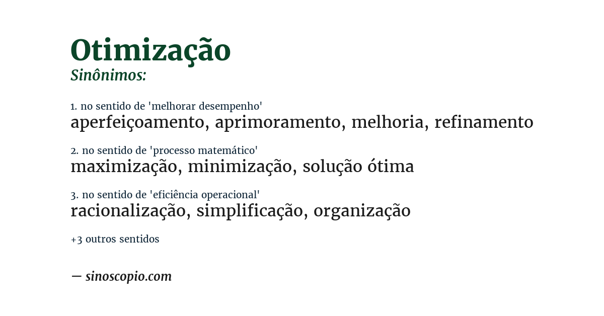 Sinônimo de otimização