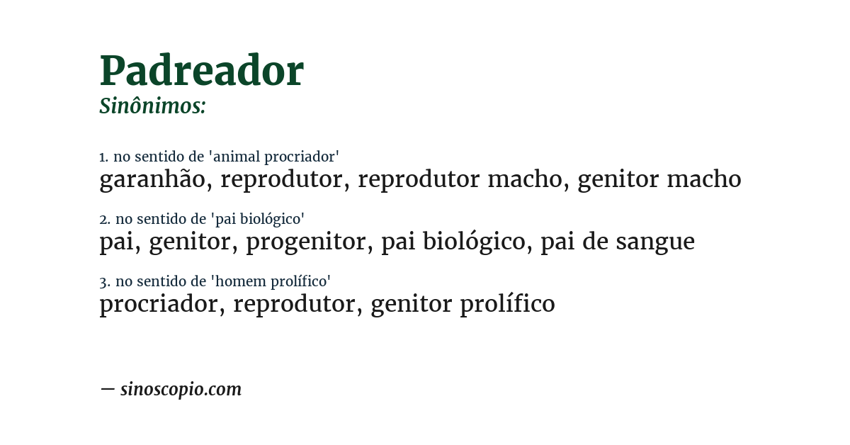 Sinônimo de padreador