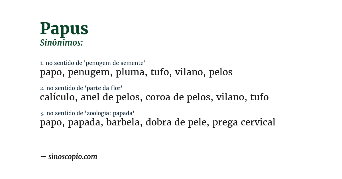 Sinônimo de papus