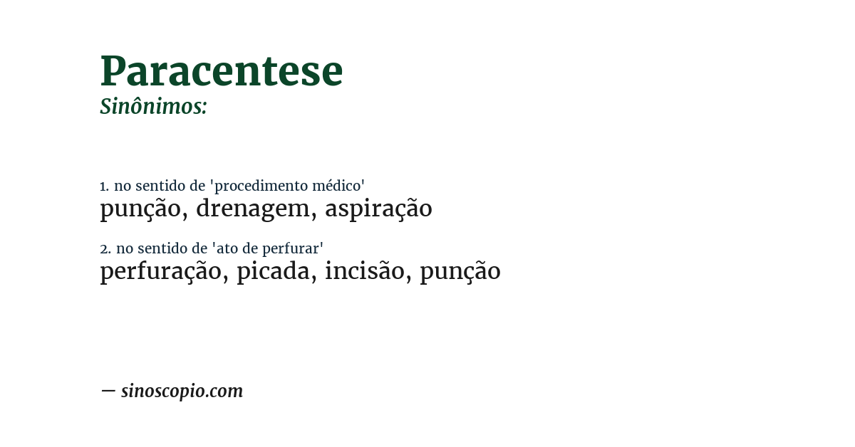 Sinônimo de paracentese