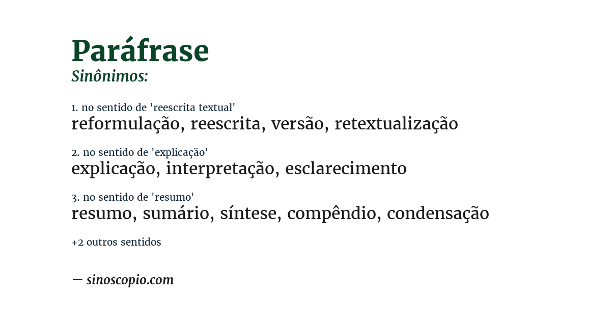 Sinônimo de paráfrase