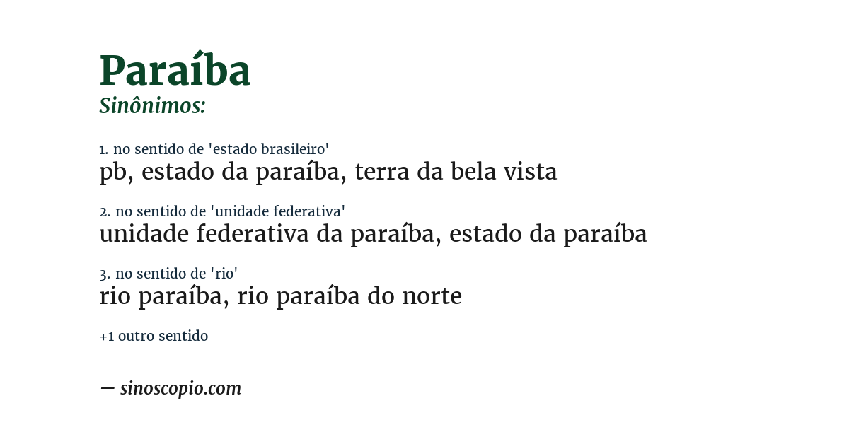Sinônimo de paraíba