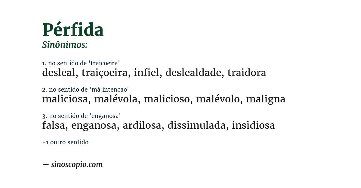 Sinônimo de pérfida