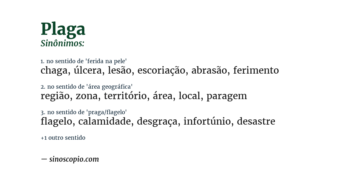 Sinônimo de plaga