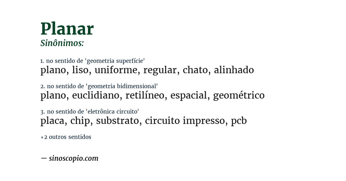 Sinônimo de planar