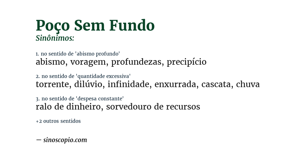 Sinônimo de poço sem fundo