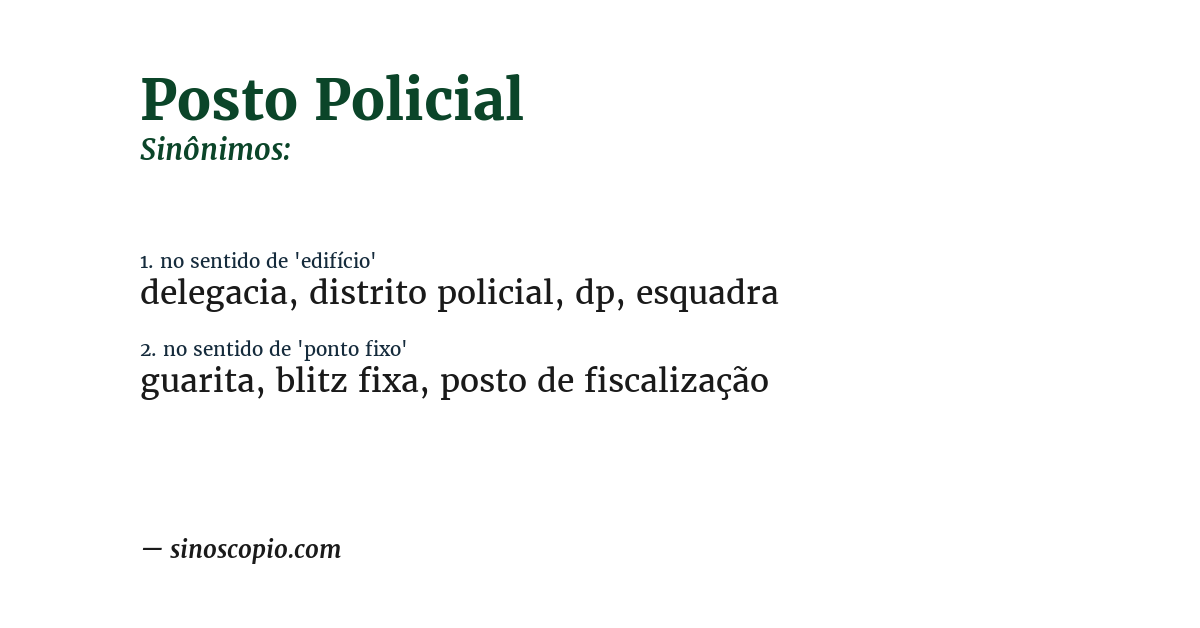 Sinônimo de posto policial