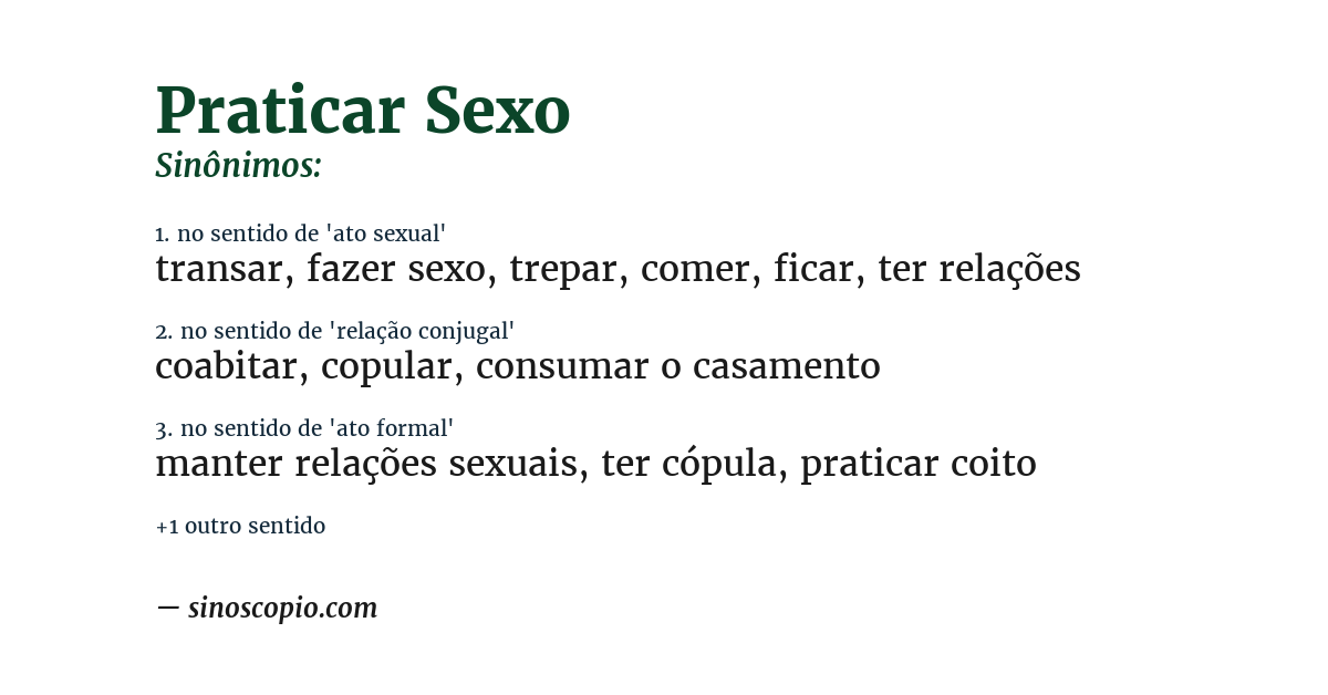 Sinônimo de praticar sexo
